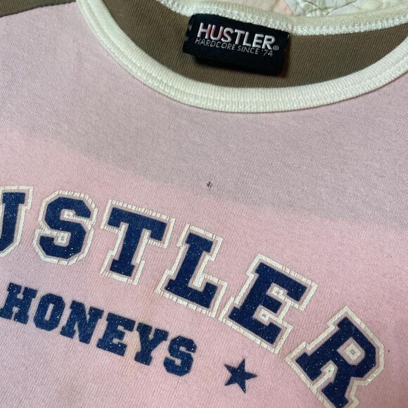 hustler hollywood vintage y2k pink and brown hustler honeys crop top medium - Picture 4 of 8